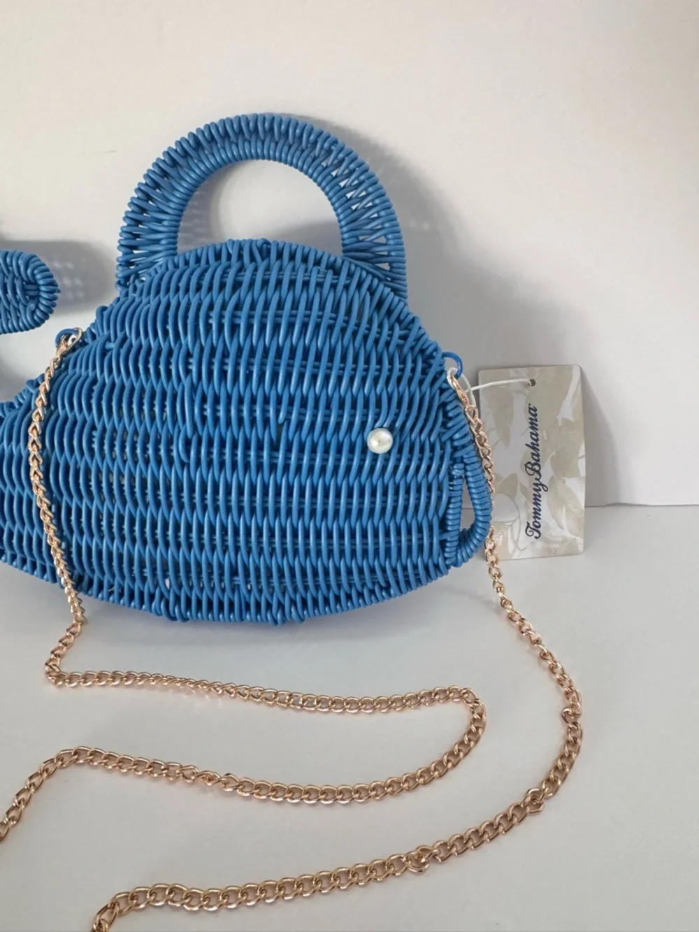 Tommy Bahama Whale Woven Crossbody Bag Blue NWT Novelty Beach Purse